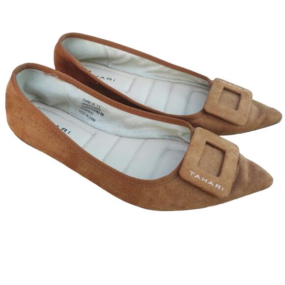 y2k Tan tahari Pointed toe Flats sz 7.5 - Picture 3 of 7